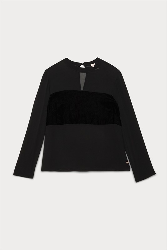 TOP SEMI TRASPARENTE MANICA LUNGA