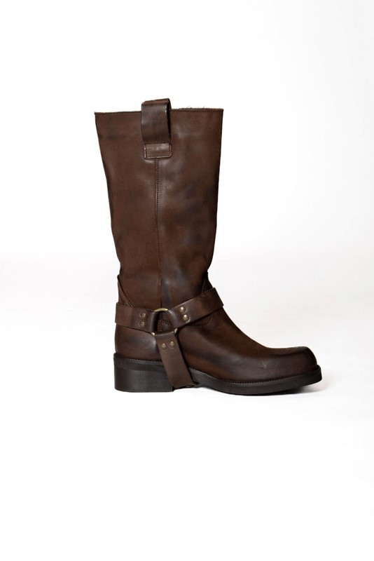 STIVALE BIKER IN NABUK CON CAVIGLIERA