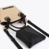 BORSA IN PELLE EFFETTO RAFIA CON POCHETTE