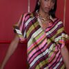 ABITO CAMICIA IN RASO STAMPA MULTISTRIPE
