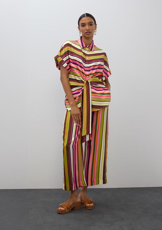 PANTALONI CULOTTE IN RASO STAMPA MULTISTRIPE