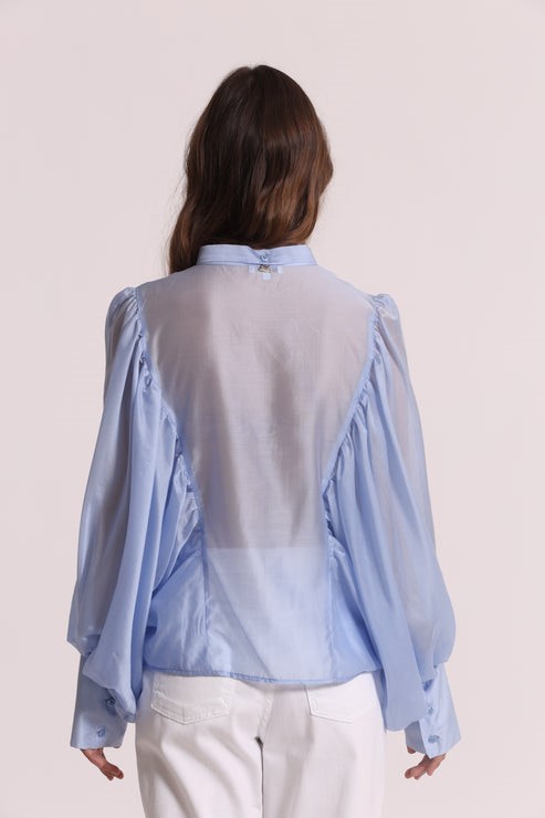 BLUSA MANICA LUMGA EFFETTO CHIFFON