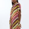 ABITO CAMICIA IN RASO STAMPA MULTISTRIPE