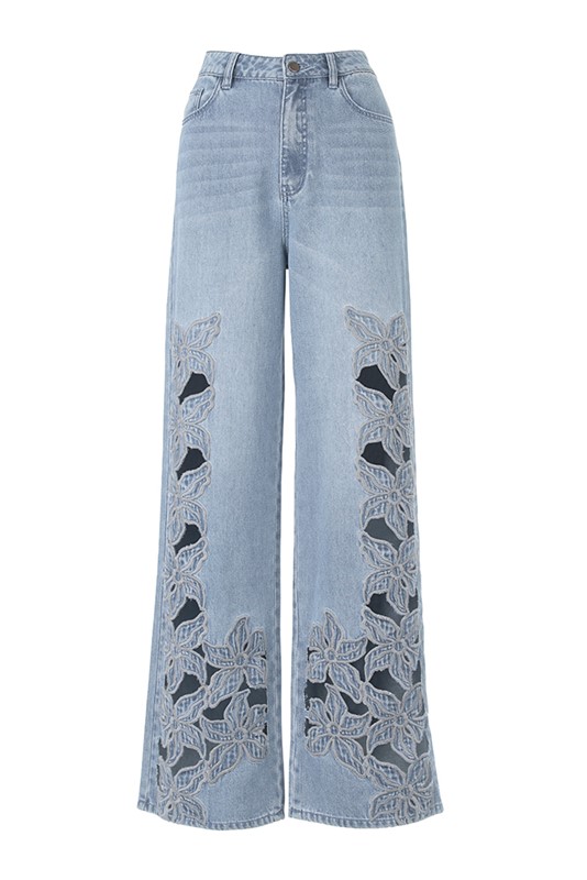 JEANS LARGO INTAGLIATO FIORI