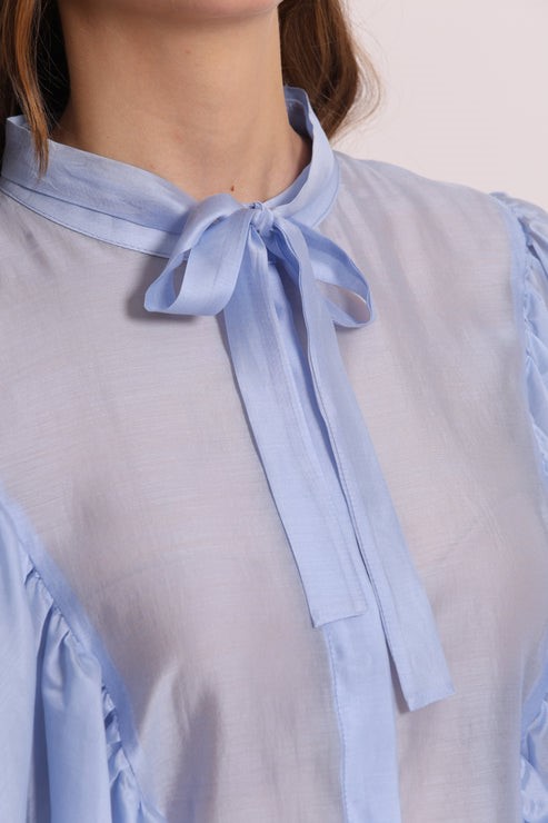 BLUSA MANICA LUMGA EFFETTO CHIFFON