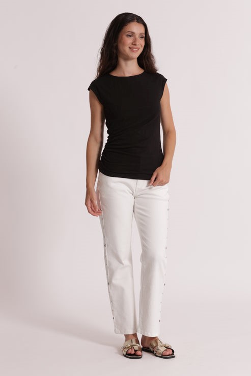 JEANS SIGARETTA CON BORCHIE LATERALI