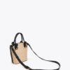 BORSA IN PELLE EFFETTO RAFIA CON POCHETTE
