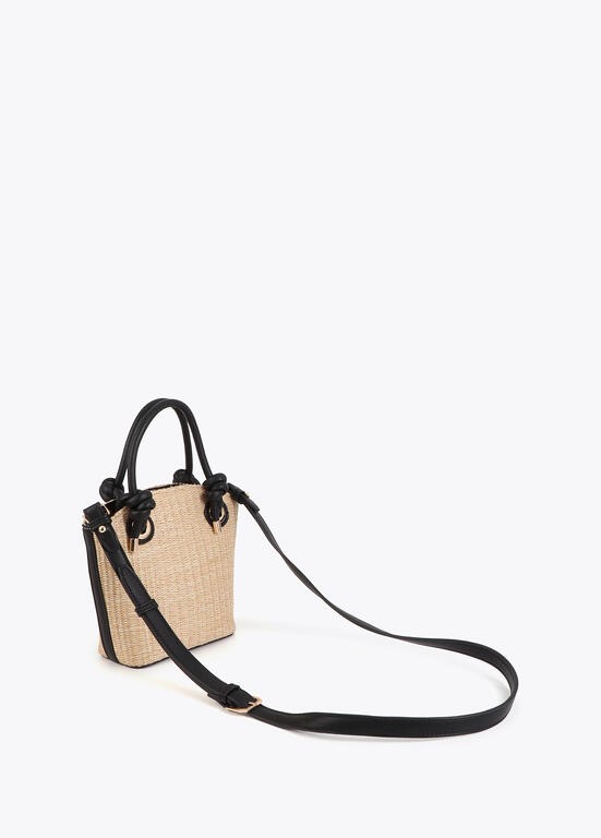 BORSA IN PELLE EFFETTO RAFIA CON POCHETTE