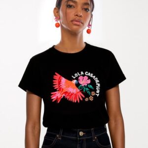 T-SHIRT PAPPAGALLO CON PIUME
