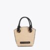 BORSA IN PELLE EFFETTO RAFIA CON POCHETTE