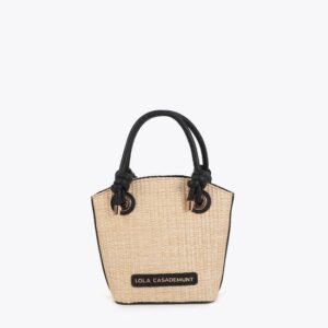 BORSA IN PELLE EFFETTO RAFIA CON POCHETTE