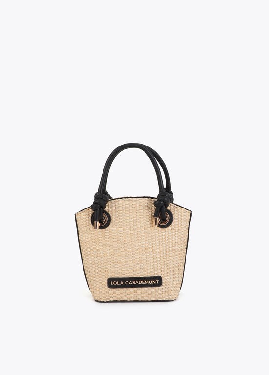 BORSA IN PELLE EFFETTO RAFIA CON POCHETTE
