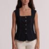 GILET IN DENIM BOTTONI ORO