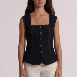 GILET IN DENIM BOTTONI ORO