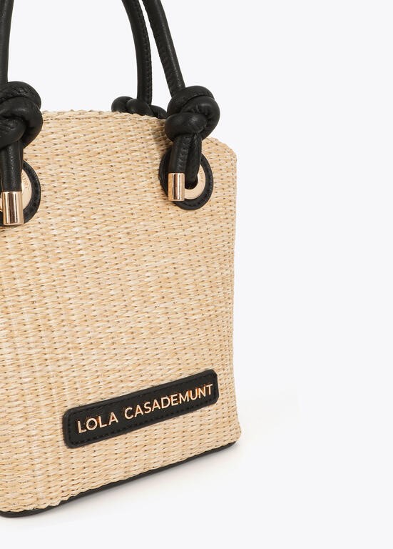 BORSA IN PELLE EFFETTO RAFIA CON POCHETTE