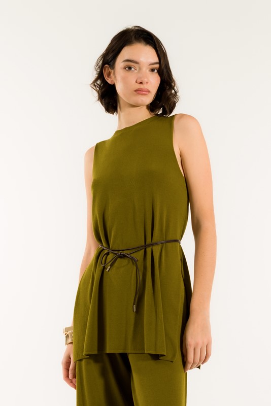 GILET LUNGO SPACCHI MISTO VISCOSA