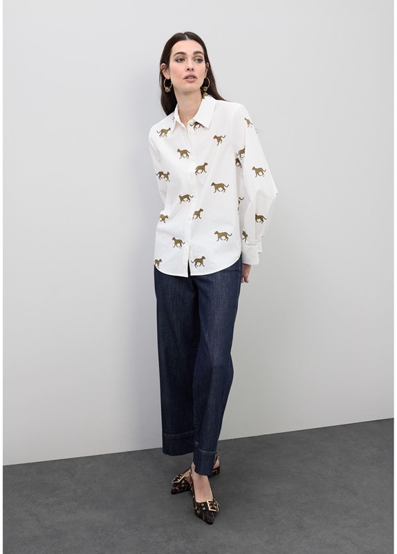 CAMICIA IN POPRLINE STAMPA LEOPARDO