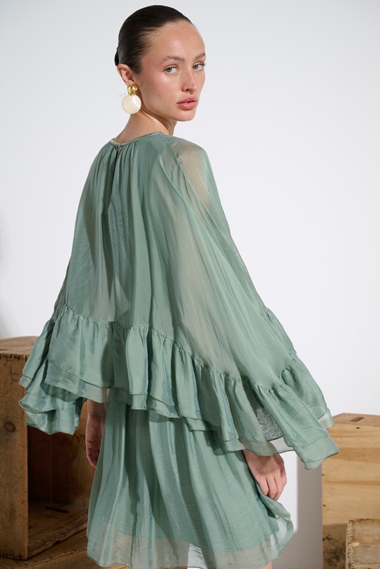 ABITO CORTO ROUCHE MISTO SETA