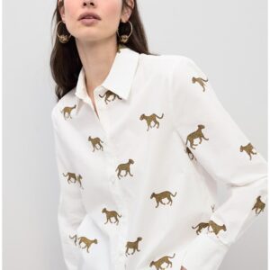CAMICIA IN POPRLINE STAMPA LEOPARDO