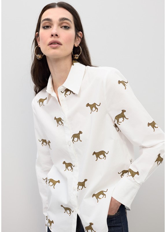 CAMICIA IN POPRLINE STAMPA LEOPARDO