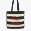 BORSA CON EFFETTO RAFIA A RIGHE CON RICAMO 3D