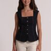 GILET IN DENIM BOTTONI ORO