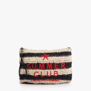 POCHETTE CON EFFETTO RAFIA A RIGHE CON RICAMO 3D