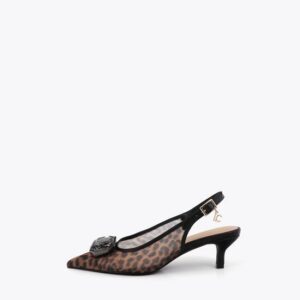 SCARPA CON TACCO IN RETE STAMPA ANIMALIER CON DETTAGLIO IN C