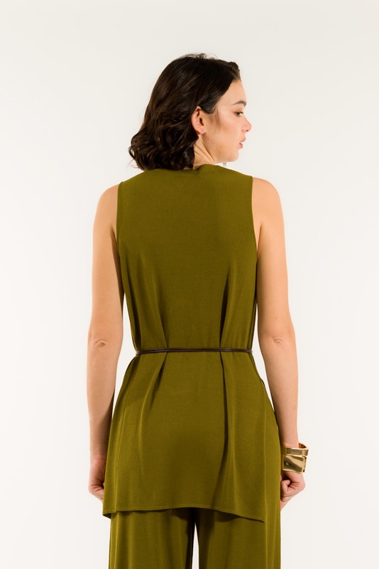 GILET LUNGO SPACCHI MISTO VISCOSA