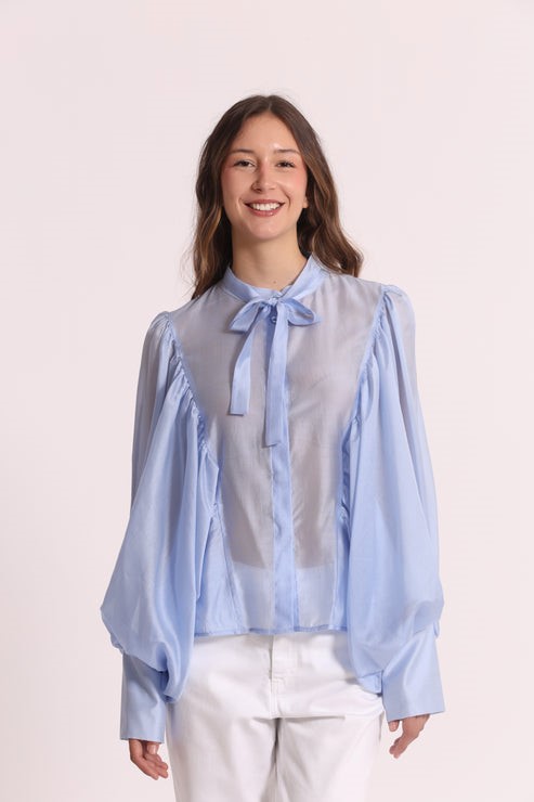 BLUSA MANICA LUMGA EFFETTO CHIFFON