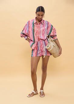 CAMICIA OVERSIZE RIGHE MULTICOLORE LUREX