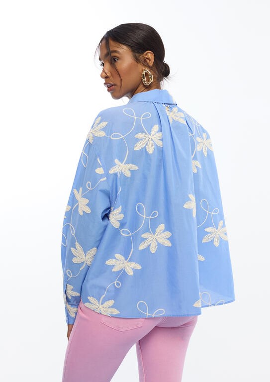 CAMICIA IN COTONE RICAMO FIORI