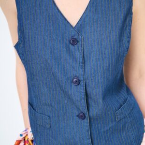 GILET CHAMBRAY A RIGHE VERDI MILITARE