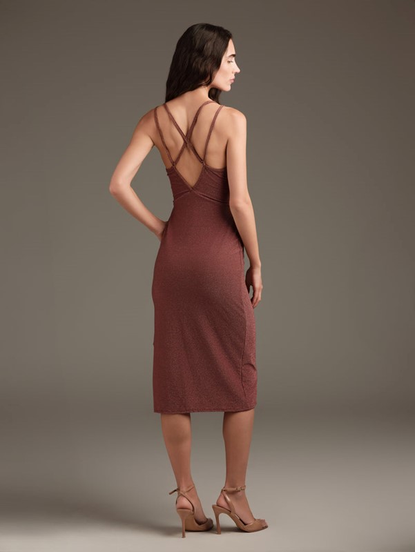 VESTITO MIDI LUREX CUT OUT