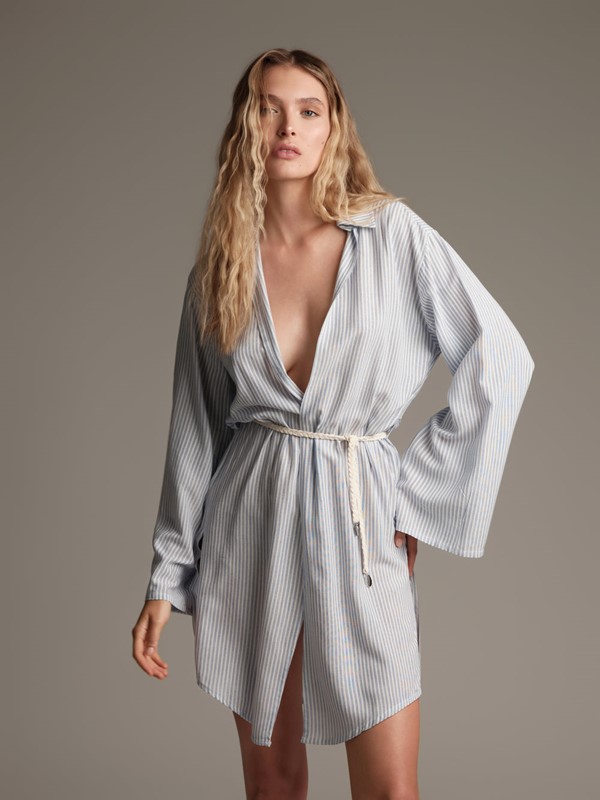 ABITO CAMICIA A RIGHE CON CINTURA IN CORDA