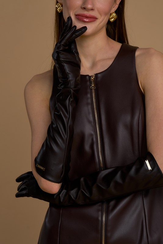 GUANTI LUNGHI IN SIMIL PELLE CON DITA