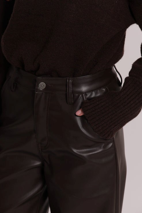 PANTALONE WIDE LEG SIMIL PELLE